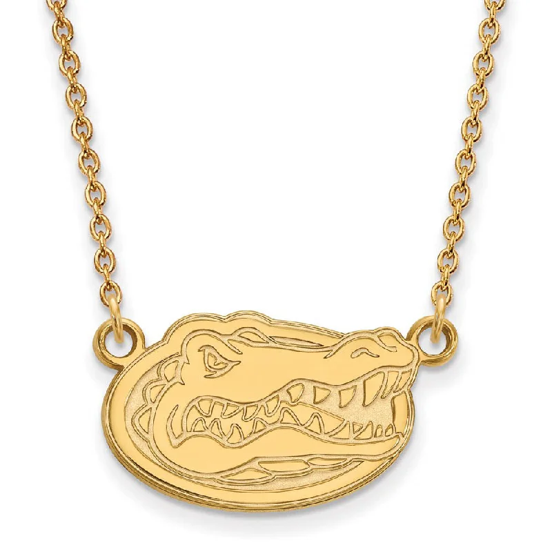 ladies-luxury-necklaces-14k Yellow Gold U of Florida Small Gator Pendant Necklace