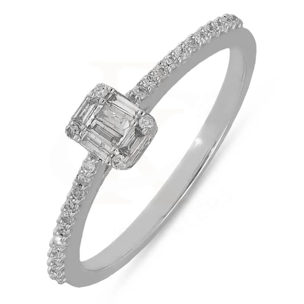 Ladies rings vintage inspired -Diamond Emerald Cut Ring in 18KT White Gold - FKJRN18K3116