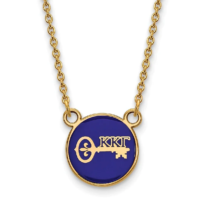 ladies-star-rose-gold-necklaces-14K Plated Silver Kappa Kappa Gamma Small Enamel Logo Necklace