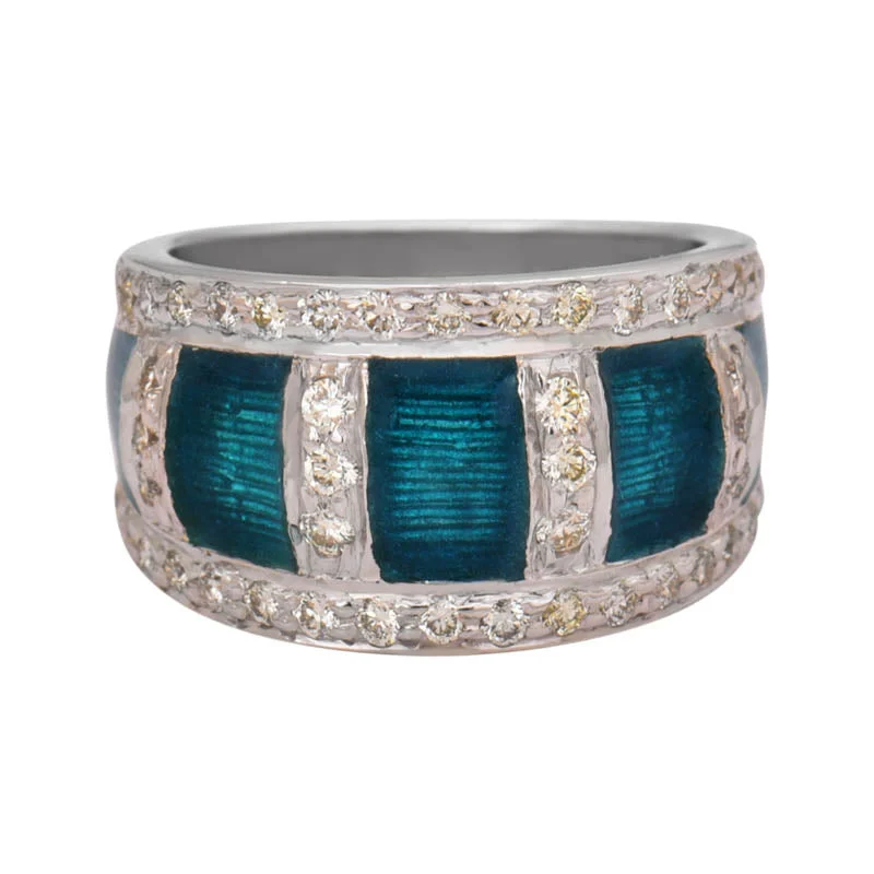 Ladies rings intricate designs -RING- DIAMOND (ENAMEL) IN SILVER