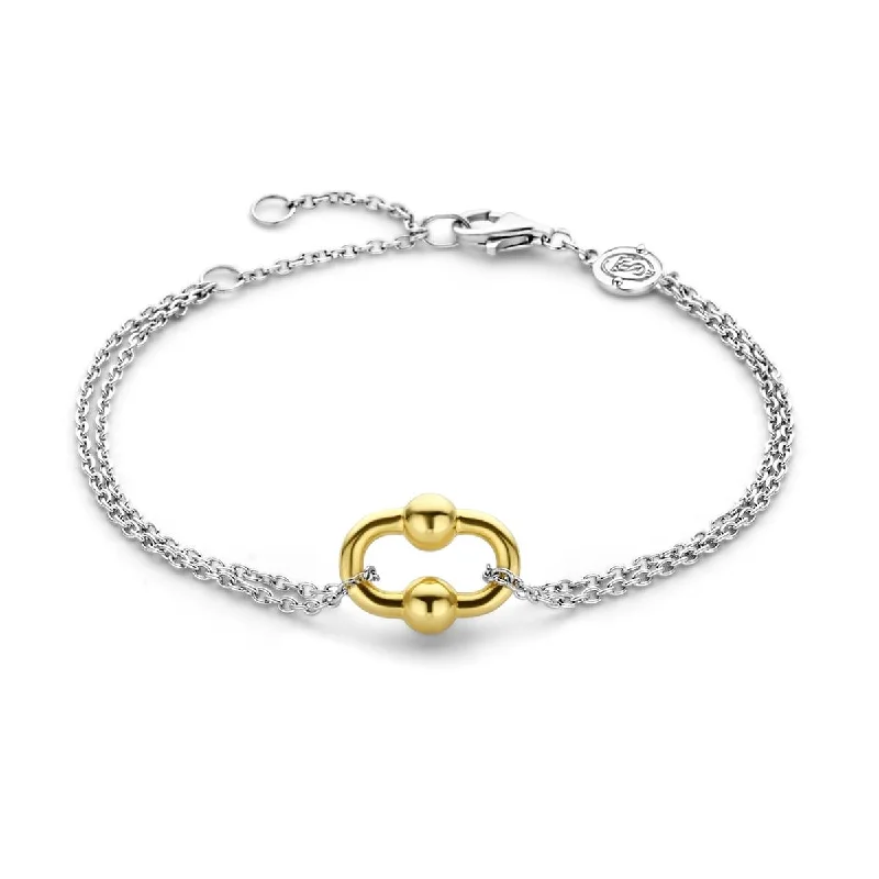 ladies-diamond-heart-bracelets-GOLD PLATED STERLING SILVER ADJUSTABLE BRACELET WITH OPEN LINK