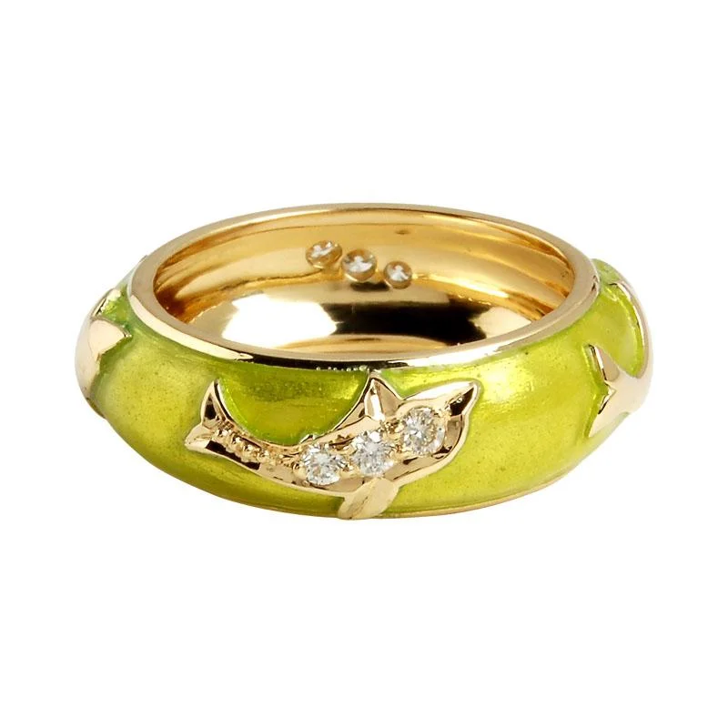 Ladies rings vintage bands -Ring-Diamond (Enamel)  (1316H)