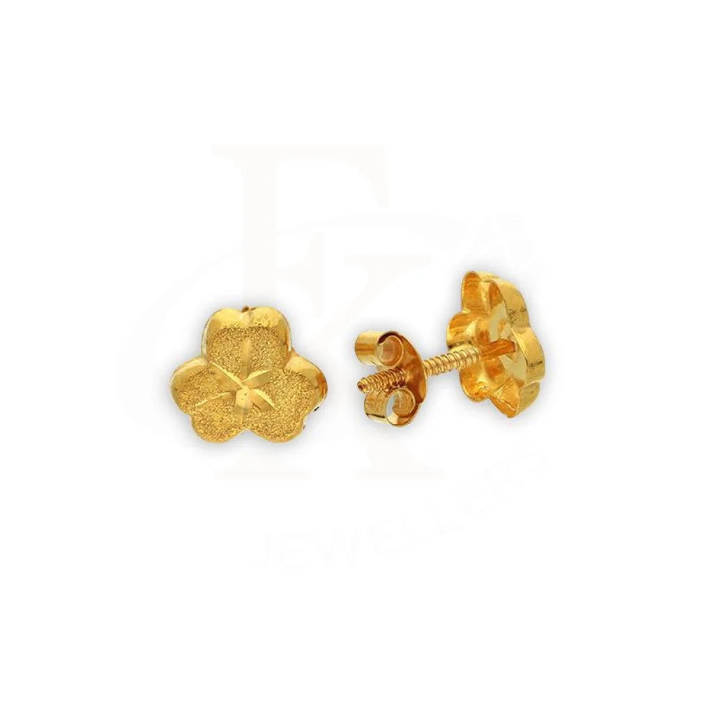 ladies-infinity-silver-necklaces-Gold Flower Shaped Stud Earrings 18KT - FKJERN18K2303