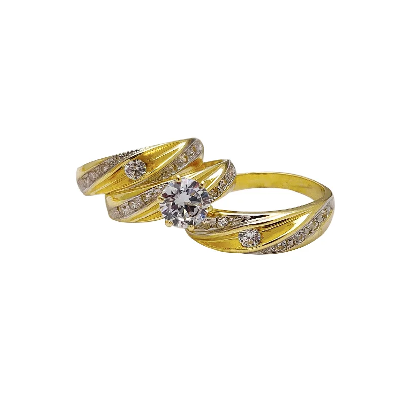 Ladies engagement rings for timeless proposals -CZ Three-Piece Engagement Ring Set (14K)