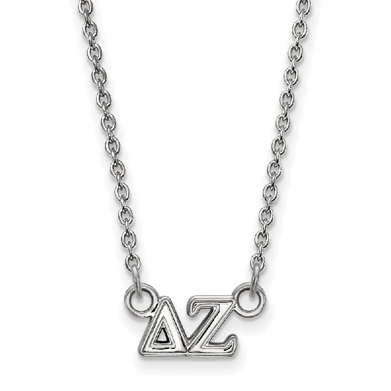 ladies-silver-necklaces-Sterling Silver Delta Zeta XS (Tiny) Greek Letters Necklace