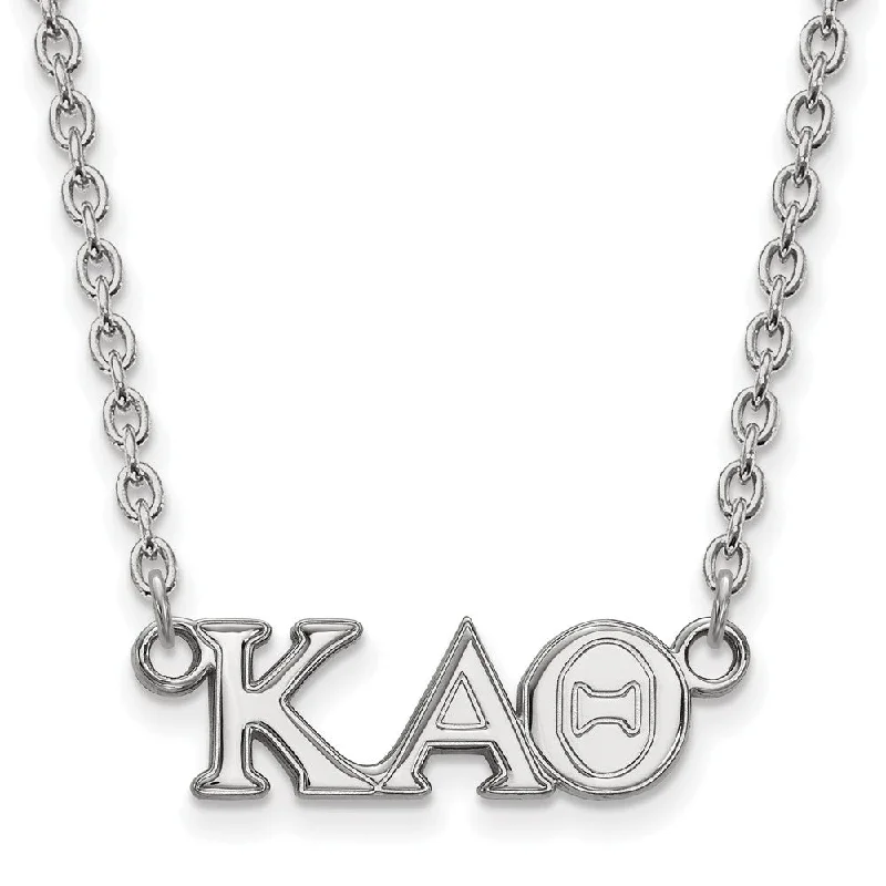 ladies-modern-heart-necklaces-Sterling Silver Kappa Alpha Theta Medium Necklace