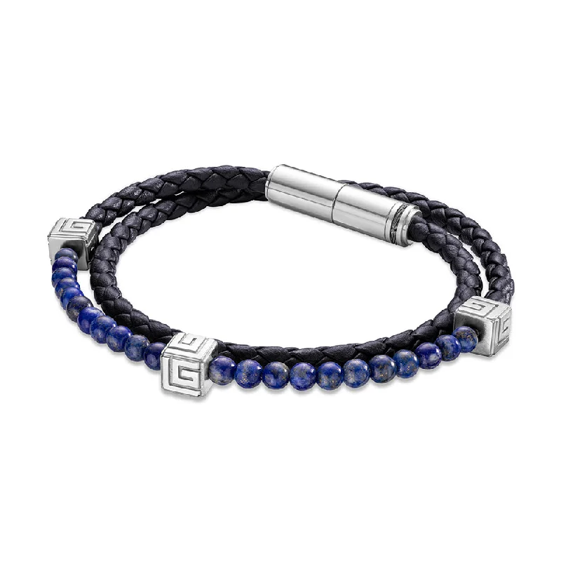 ladies-wedding-gold-bracelets-Victor Stainless Steel And Lapis Blue Bracelet