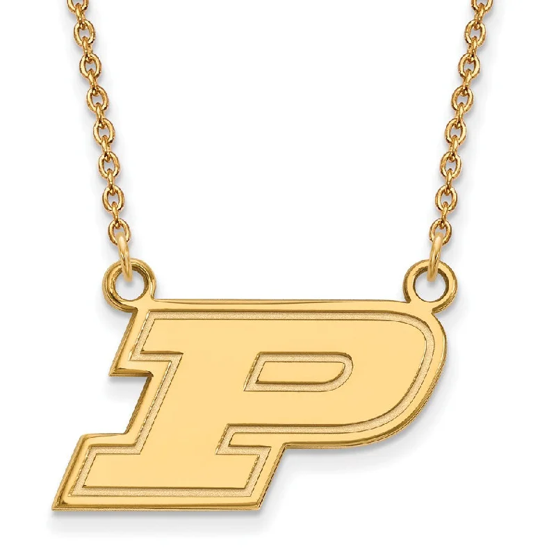 ladies-minimalist-gold-necklaces-14k Yellow Gold Purdue Small Initial P Pendant Necklace