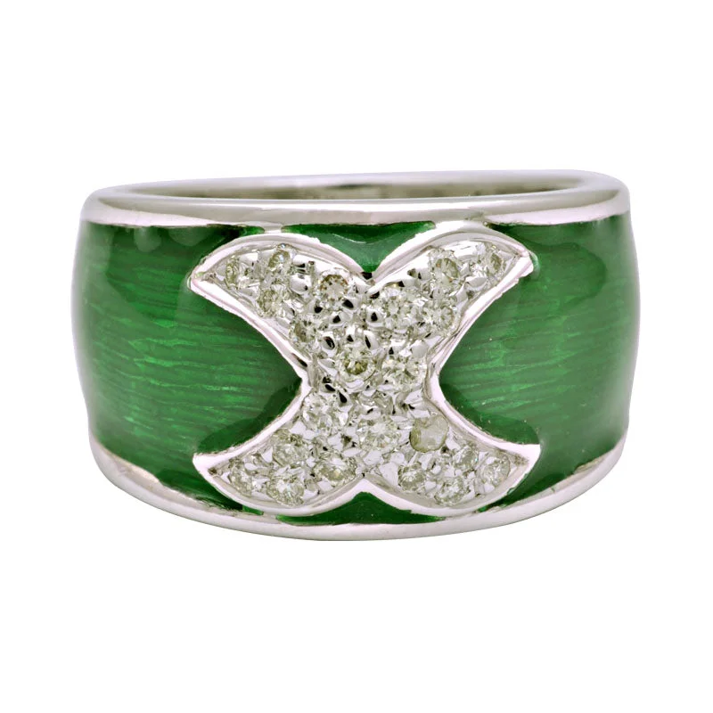 Ladies rings with castle designs -Ring-Diamond (Enamel)