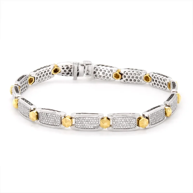 ladies-classic-diamond-bracelets-MEN'S TWO-TONE GOLD BRACELET WITH 658 DIAMONDS, 2 1/5 CT TW