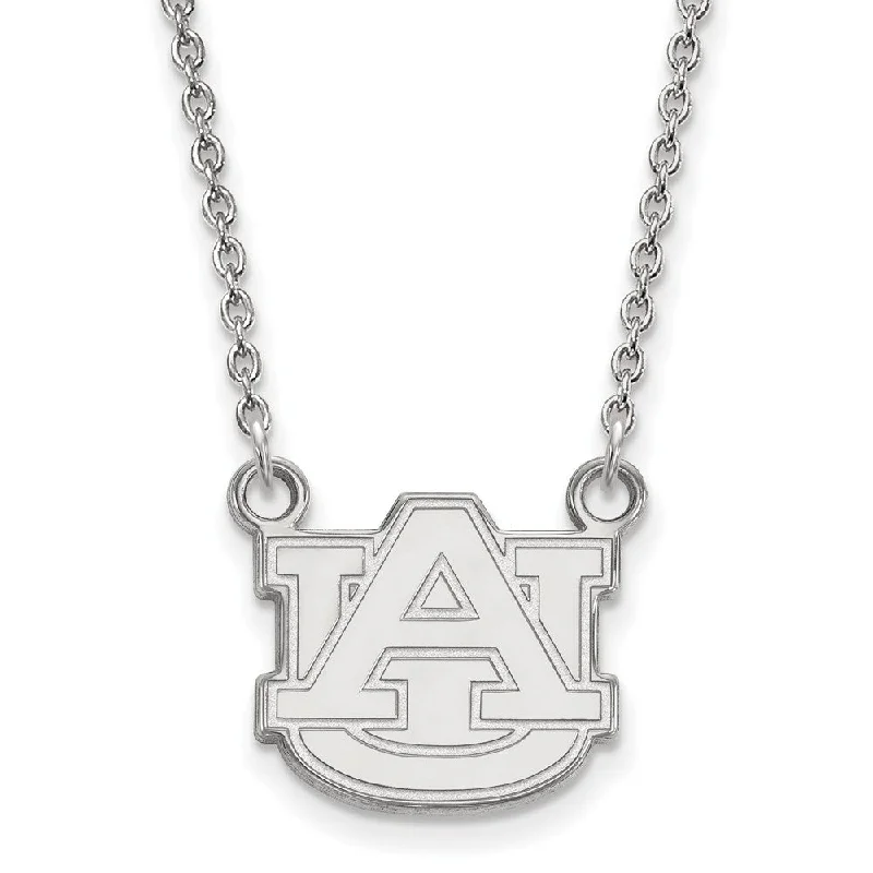 ladies-long-heart-necklaces-10k White Gold Auburn U Small 'AU' Pendant Necklace