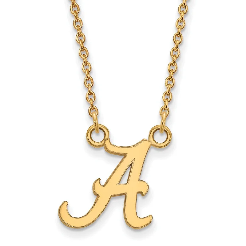 ladies-gift-necklaces-14k Gold Plated Silver U of Alabama Small Initial A Pendant Necklace