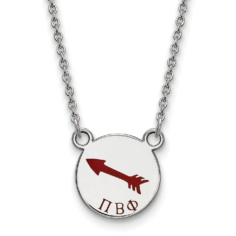 ladies-modern-crystal-necklaces-Sterling Silver Pi Beta Phi Small Enamel Necklace