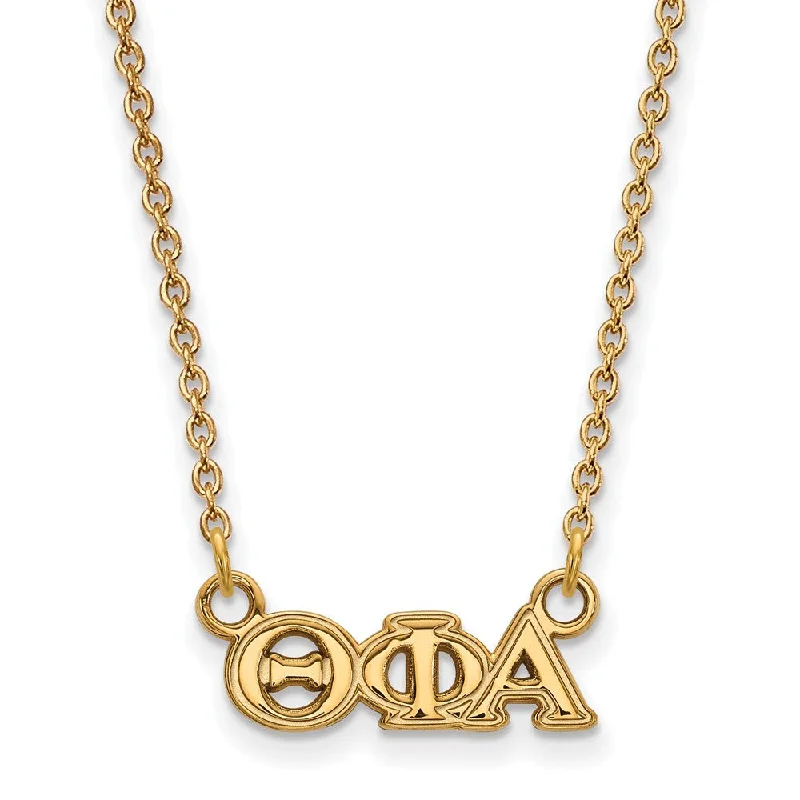 ladies-choker-heart-necklaces-14K Plated Silver Theta Phi Alpha XS (Tiny) Greek Letters Necklace