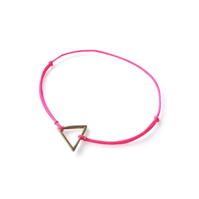 ladies-beaded-bohemian-bracelets-Triangle Brass Bracelet | Hot Pink