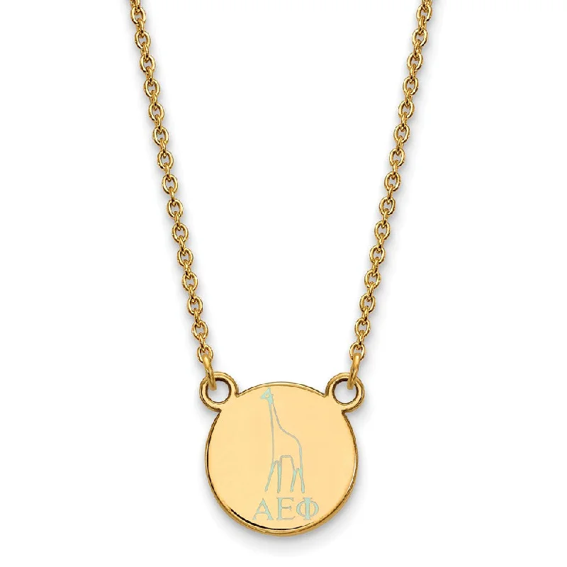 ladies-artisan-silver-necklaces-14K Plated Silver Alpha Epsilon Phi XS (Tiny) Enamel Necklace