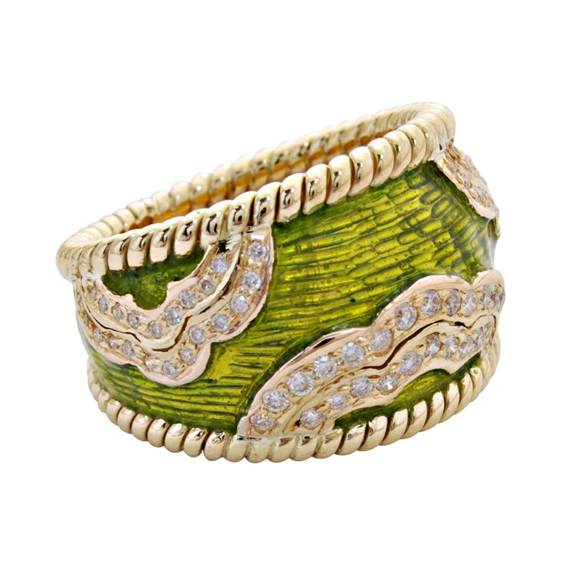 Ladies rings for summer -Ring-Diamond (Enamel)