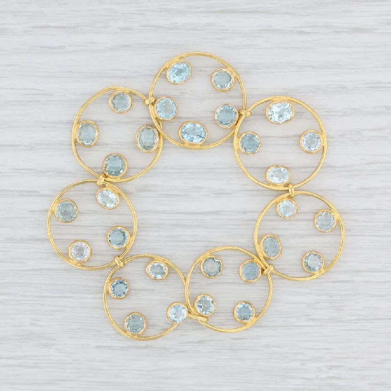 ladies-statement-pearl-bracelets-Marie-Helene de Taillac 10ctw Aquamarine Bracelet 22k Yellow Gold 6.5"