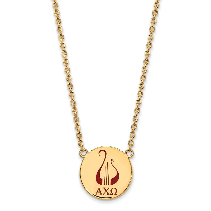 ladies-trendy-diamond-necklaces-14K Plated Silver Alpha Chi Omega Large Enamel Necklace