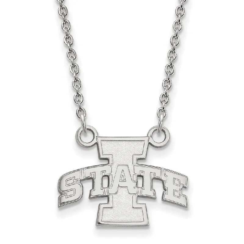 ladies-cross-heart-necklaces-14k White Gold Iowa State Small Pendant Necklace