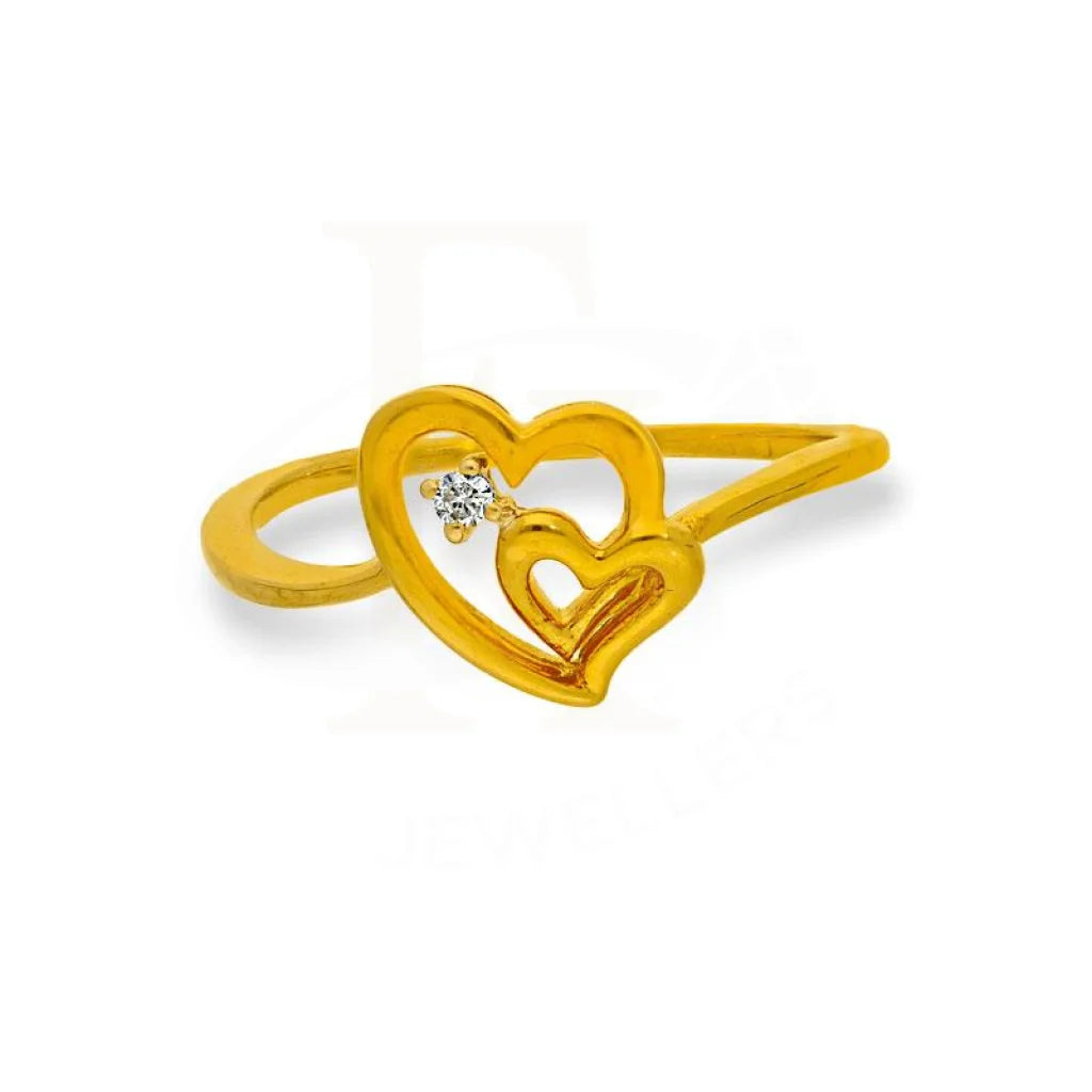 Ladies rings with yellow calcite -Diamond Solitaire in Twisted Twin Hearts Shaped Ring in 18KT Gold - FKJRN18K2145