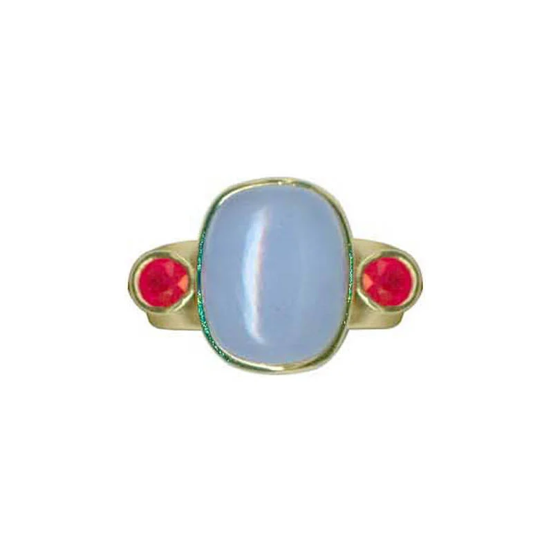 Ladies rings for brides -Ring- Chalcedony and Ruby