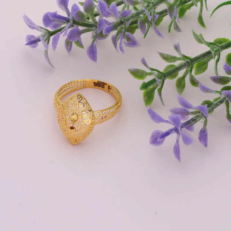 Ladies rings for staycations -Gold Floral Design Ring 21KT - FKJRN21KM9685