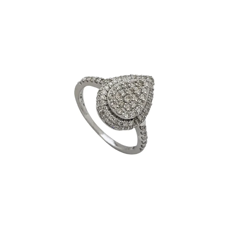 Ladies engagement rings mixed cut -Diamond Pave Teardrop-Shape Engagement Ring (14K)