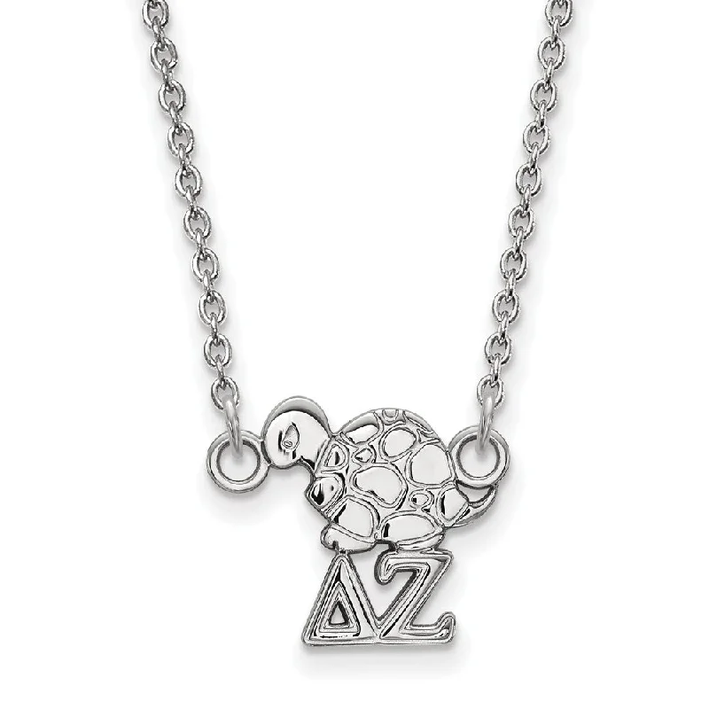 ladies-classic-diamond-necklaces-Sterling Silver Delta Zeta XS (Tiny) Necklace