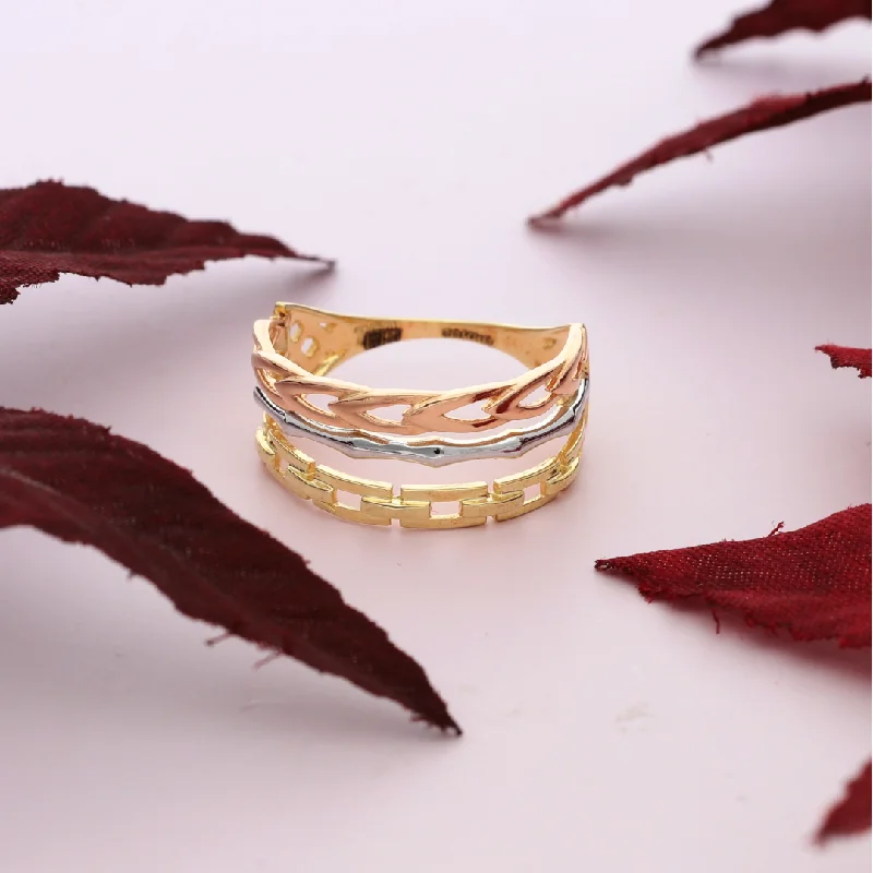 Ladies rings cool settings -Gold Mixed Style Ring 18KT - FKJRN18K9239