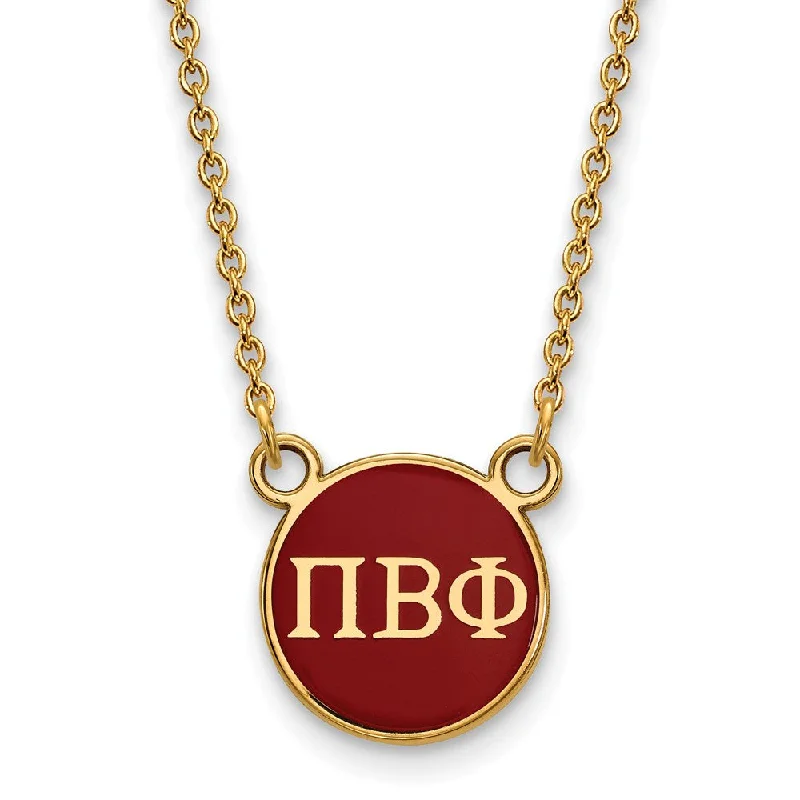 ladies-locket-rose-gold-necklaces-14K Plated Silver Pi Beta Phi Small Red Enamel Disc Necklace