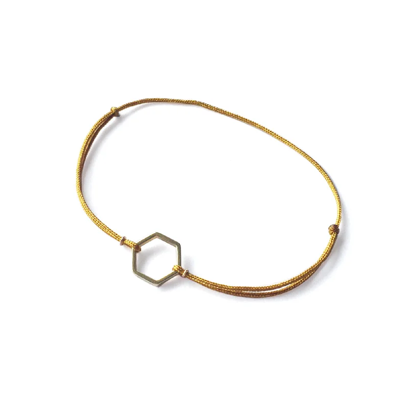 ladies-sterling-silver-star-bracelets-Hexagon Brass Bracelet | Tan