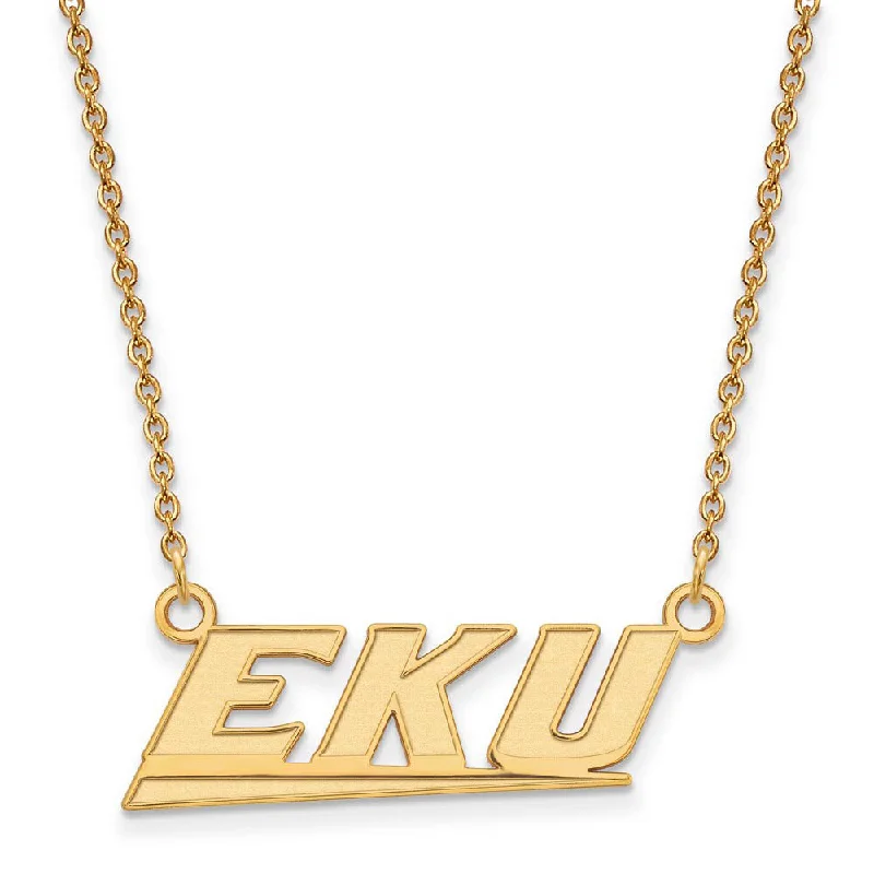 ladies-diamond-moon-necklaces-10k Yellow Gold Eastern Kentucky U Small Pendant Necklace