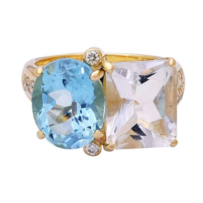 Ladies rings for painters -Ring- Crystal, Blue Topaz and Diamond  (2199P)