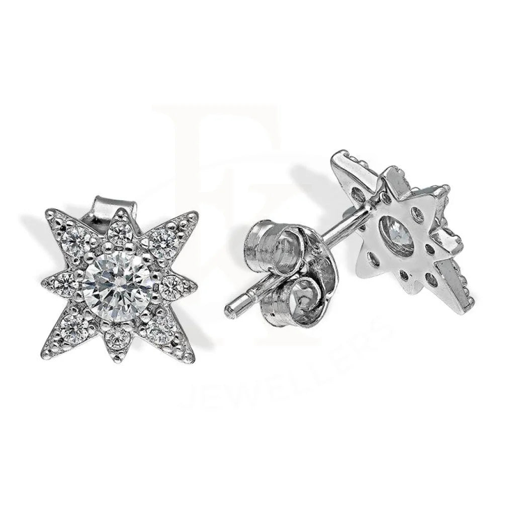 ladies-statement-crystal-necklaces-Sterling Silver 925 Flower Shaped Solitaire Stud Earrings - FKJERNSL2555