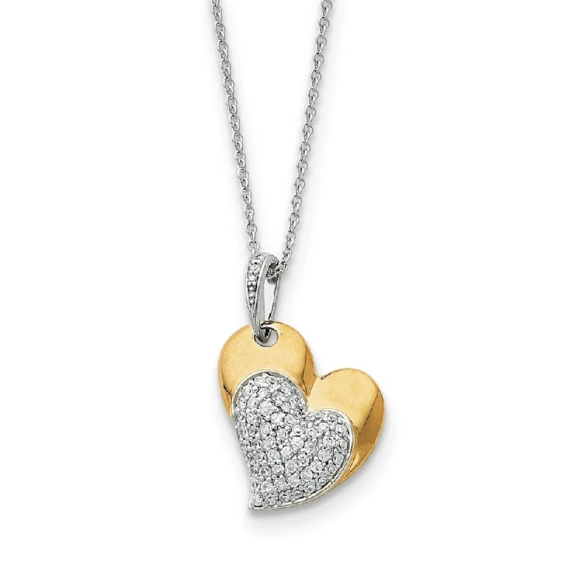 ladies-star-heart-necklaces-Sterling Silver, Gold Tone & CZ Blessed Beyond Measure Heart Necklace