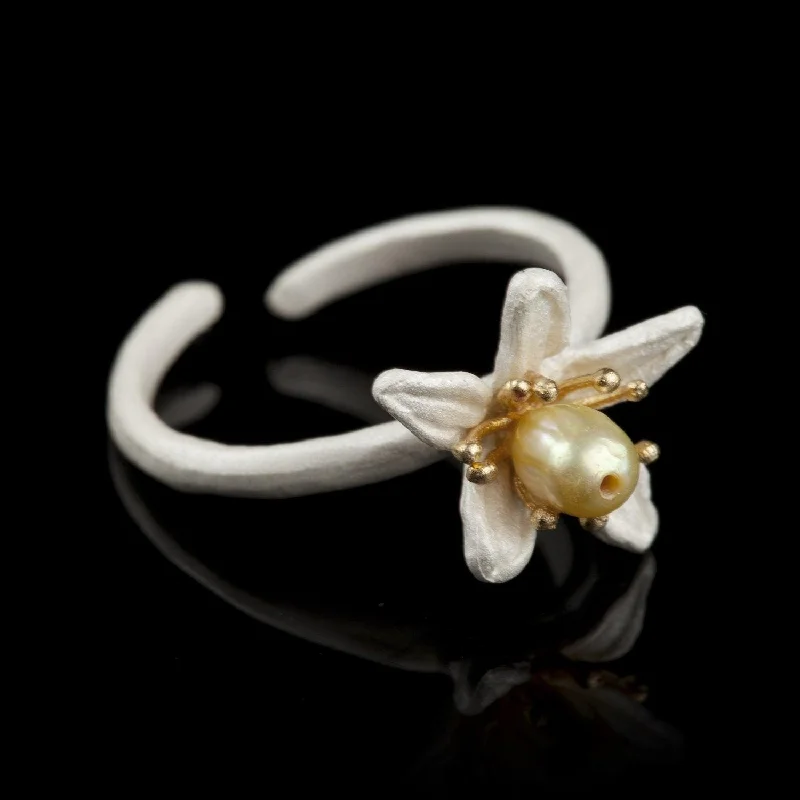 Ladies rings with peridot -Orange Blossom Ring - Single Flower