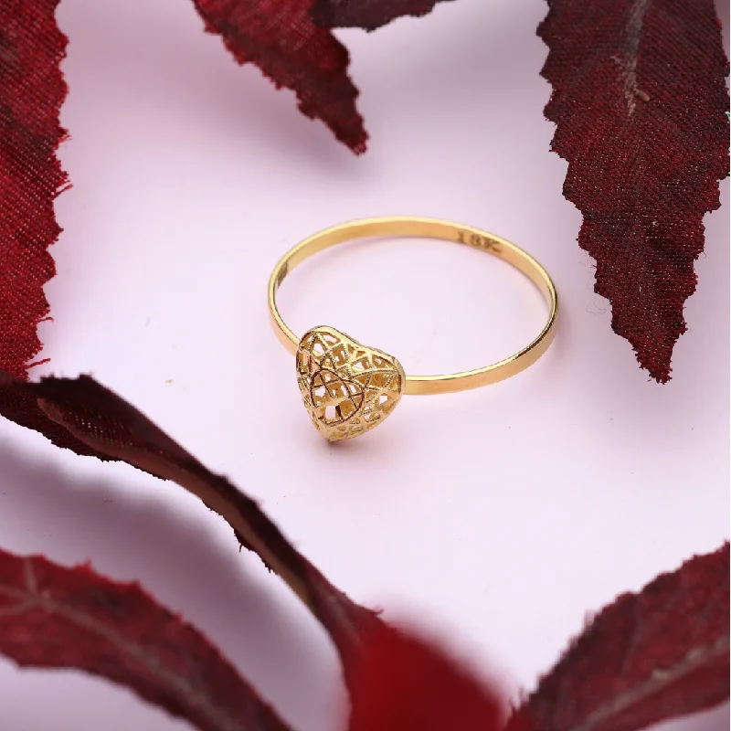 Ladies rings for leaders -Gold Heart Shaped Design Ring 18KT - FKJRN18K9219