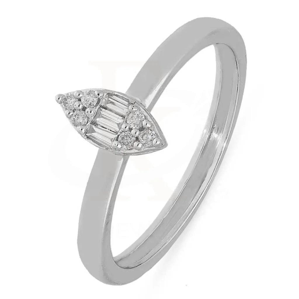 Ladies rings for weddings -Diamond Emerald Cut Marquise Shaped Ring in 18KT White Gold - FKJRN18K3121