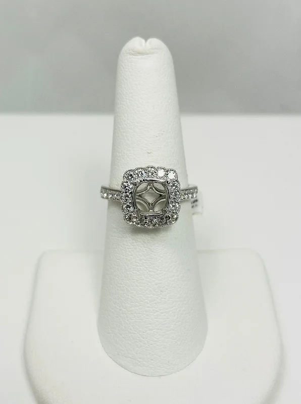 Ladies rings dainty look -New! Natural Diamond 14k White Gold Ring Mount