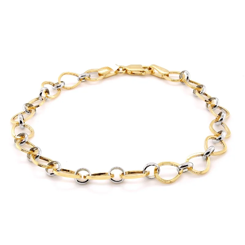 ladies-link-rose-gold-bracelets-TWO-TONE CHAIN LINIK BRACELET, 7.25 INCHES