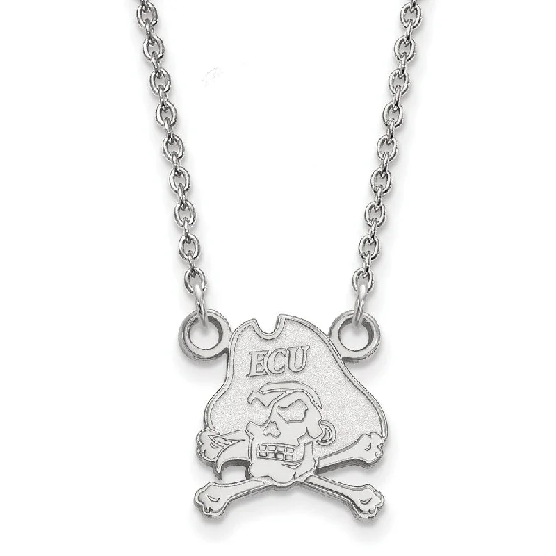 ladies-party-choker-necklaces-10k White Gold East Carolina U Small Pirate Pendant Necklace