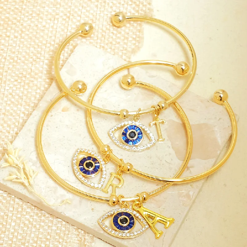 ladies-gift-diamond-bracelets-Personalized Evil Eye Bracelet (With Initial)