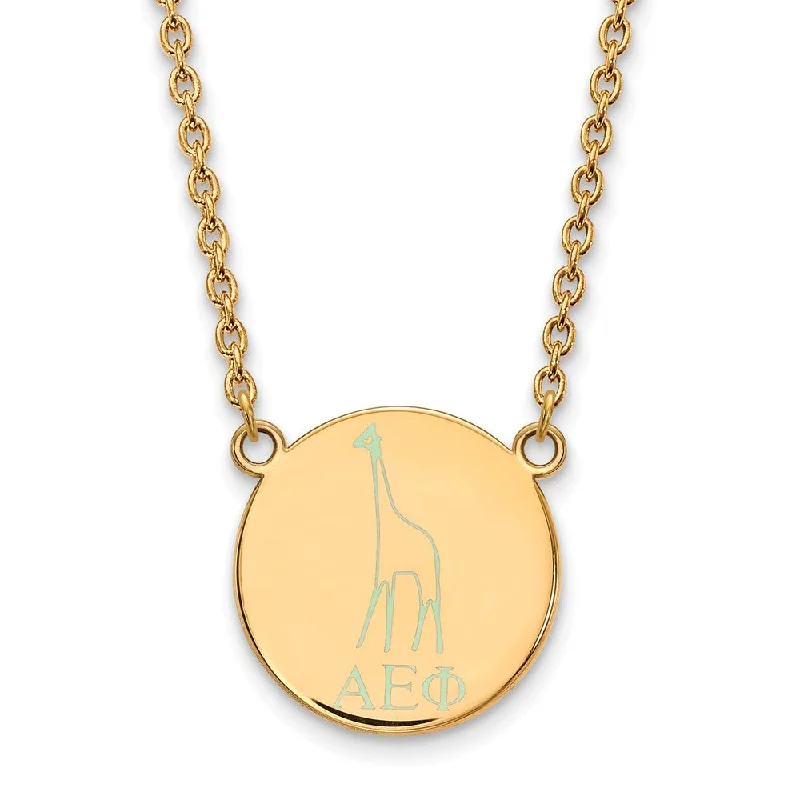 ladies-luxury-rose-gold-necklaces-14K Plated Silver Alpha Epsilon Phi Large Enamel Necklace