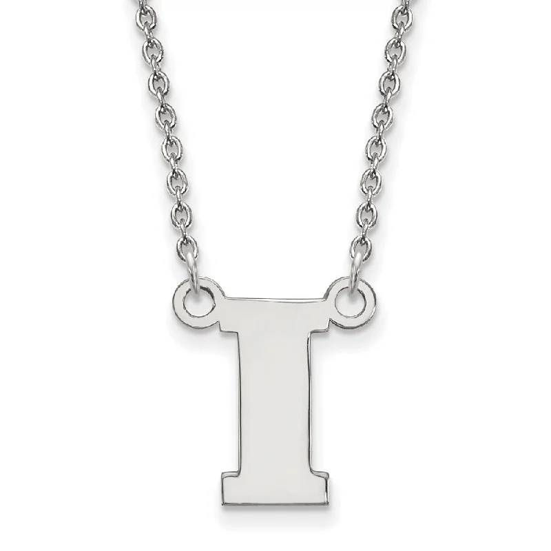 ladies-initial-necklaces-Sterling Silver U of Iowa Small Initial I Pendant Necklace