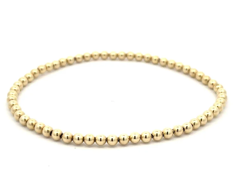 ladies-rustic-silver-bracelets-Classic Gold 3 mm Bead Bracelet in 14K Yellow Gold