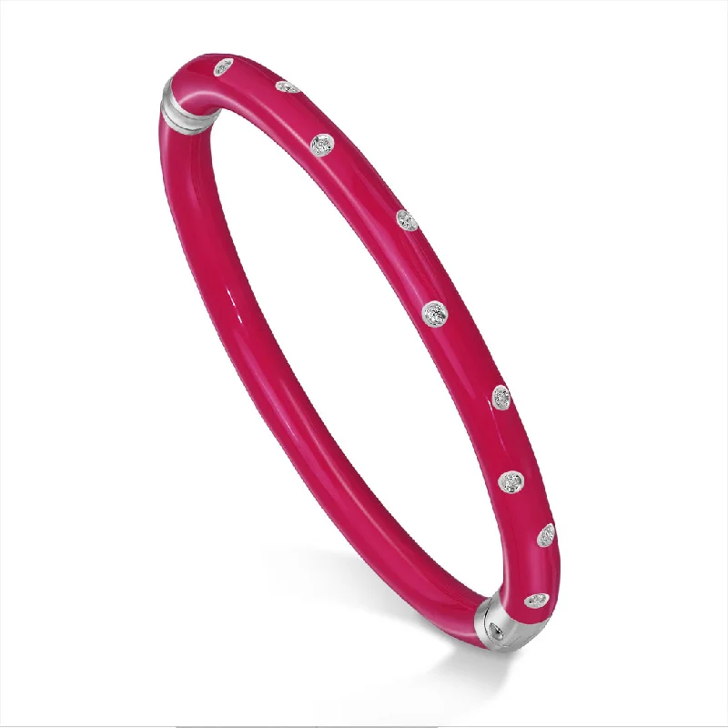 ladies-party-heart-bracelets-SOHO Magenta Enamel Bracelet with Diamonds