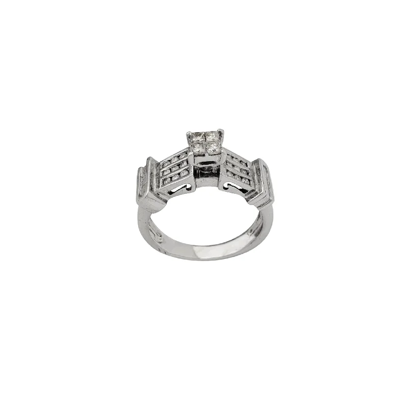 Ladies engagement rings with infinity design -Diamond 3-Channel Setting Engagement Ring (14K)