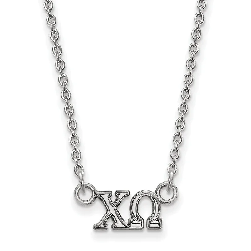 ladies-classic-necklaces-Sterling Silver Chi Omega XS (Tiny) Greek Letters Necklace