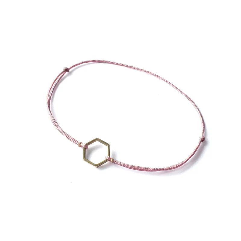 ladies-rose-gold-infinity-bracelets-Hexagon Brass Bracelet | Pink